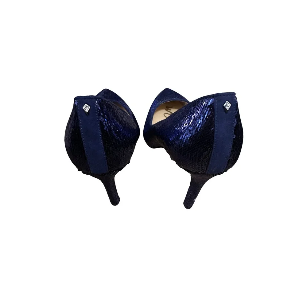 Sam Edelman Navy Blue‎ Sequin Stiletto Pumps Heels Women's Size 8.5